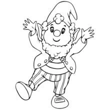 Dibujo de Noddy bailando con los brazos levantados para colorear