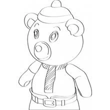 Dibujo de Noddy con forma de oso con gorro y corbata para colorear