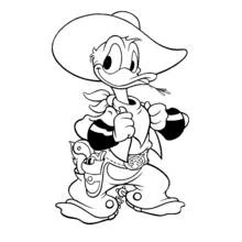 Dibujo de Pato Donald disfrazado de vaquero para colorear