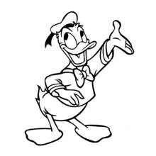 Dibujo de Pato Donald saludando con una gran sonrisa para colorear