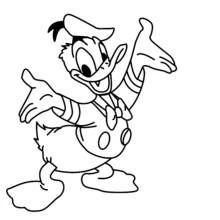 Dibujo de Pato Donald saludando con los brazos abiertos para colorear