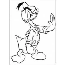 Dibujo de Pato Donald levantando la mano enfadado para colorear