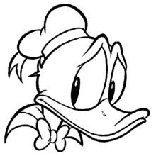 Dibujo de Pato Donald retrato de cerca con gorra de marinero para colorear