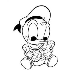 Dibujo de Pato Donald bebé abrazando su cojín para colorear