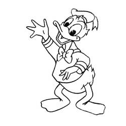 Dibujo de Pato Donald saludando con una sonrisa para colorear