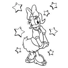 Dibujo de Daisy rodeada de estrellas para colorear