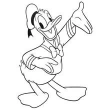 Dibujo de Pato Donald saludando con el brazo en alto para colorear