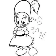 Dibujo de Pato Donald: la sobrina soñadora con corazones para colorear