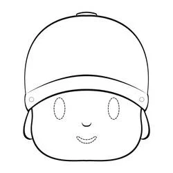 Dibujo de Pocoyó máscara con gorra para colorear