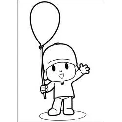 Dibujo de Pocoyó con un globo para colorear