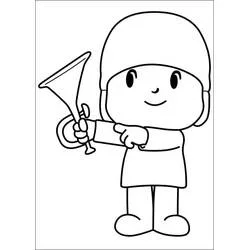Dibujo de Pocoyó tocando la trompeta para colorear