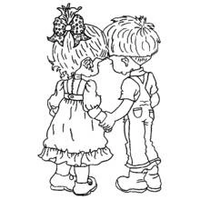 Dibujo de Sarah Kay niños tomados de la mano para colorear