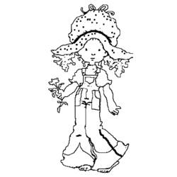 Dibujo de Sarah Kay con una flor y un gran sombrero para colorear