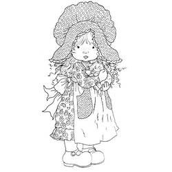 Dibujo de Sarah Kay sosteniendo a su gatito para colorear
