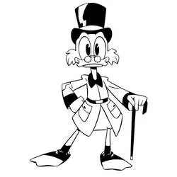 Dibujo de Scrooge McDuck con levita y corbata de lazo para colorear