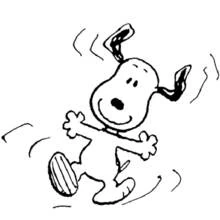 Dibujo de Snoopy bailando alegremente para colorear