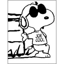 Dibujo de Snoopy como Joe Cool recostado en su caseta para colorear