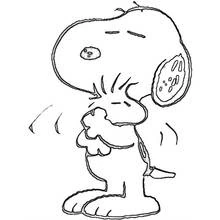 Dibujo de Snoopy de perfil con cabeza grande para colorear
