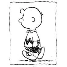 Dibujo de Snoopy con Charlie Brown caminando con las manos en los bolsillos para colorear
