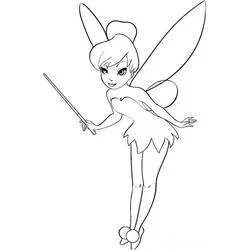Dibujo de Tinker Bell sosteniendo una varita mágica para colorear