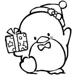 Dibujo de Tuxedo Sam con gorro navideño y pajarita para colorear