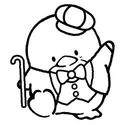 Dibujo de Tuxedo Sam con sombrero y pajarita para colorear