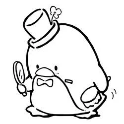 Dibujo de Tuxedo Sam con sombrero de copa y monóculo para colorear