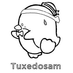 Dibujo de Tuxedo Sam sosteniendo una regadera para colorear