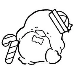 Dibujo de Tuxedo Sam con un bastón de caramelo para colorear