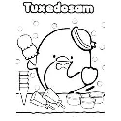Dibujo de Tuxedo Sam con un helado para colorear