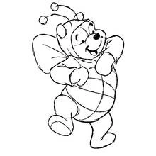 Dibujo de Winnie Pooh disfrazado de abeja para colorear