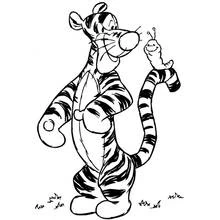 Dibujo de Winnie Pooh - Tigger mirando una oruga para colorear