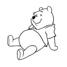 Dibujo de Winnie Pooh sentado en el suelo para colorear
