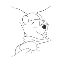Dibujo de Winnie Pooh dormido bajo una manta para colorear