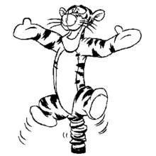 Dibujo de Winnie Pooh: Tigger saltando sobre su cola para colorear