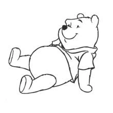Dibujo de Winnie Pooh recostado y sonriente para colorear