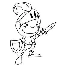 Dibujo de Caballero sosteniendo una espada y un escudo para colorear