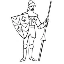 Dibujo de Caballero de pie con escudo y lanza para colorear