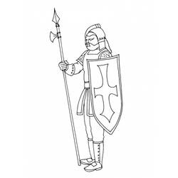 Dibujo de Caballero de pie con alabarda y escudo para colorear