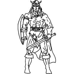 Dibujo de Caballero guerrero con escudo y espada para colorear