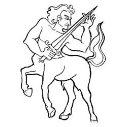 Dibujo de Centauro sosteniendo una gran espada para colorear Dibujo de Centauro sosteniendo una gran espada para colorear