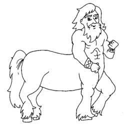 Dibujo de Centauro de larga barba de pie con orgullo para colorear Dibujo de Centauro de larga barba de pie con orgullo para colorear