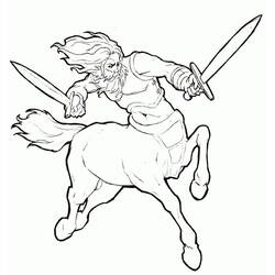 Dibujo de Centauro luchando con dos espadas para colorear Dibujo de Centauro luchando con dos espadas para colorear