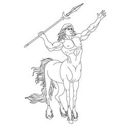 Dibujo de Centauro levantando una lanza para colorear Dibujo de Centauro levantando una lanza para colorear
