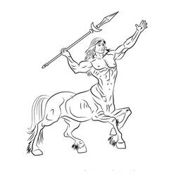 Dibujo de Centauro levantando una lanza para colorear Dibujo de Centauro levantando una lanza para colorear