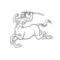Dibujo de Centauro cargando con una espada en alto para colorear Dibujo de Centauro cargando con una espada en alto para colorear