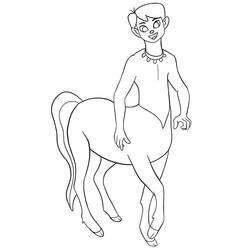 Dibujo de Centauro sonriente con cuerpo de caballo para colorear Dibujo de Centauro sonriente con cuerpo de caballo para colorear
