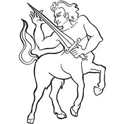 Dibujo de Centauro sosteniendo una gran espada para colorear Dibujo de Centauro sosteniendo una gran espada para colorear