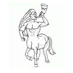 Dibujo de Centauro soplando un cuerno para colorear Dibujo de Centauro soplando un cuerno para colorear