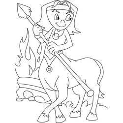 Dibujo de Centauro niño con una lanza junto al fuego para colorear Dibujo de Centauro niño con una lanza junto al fuego para colorear